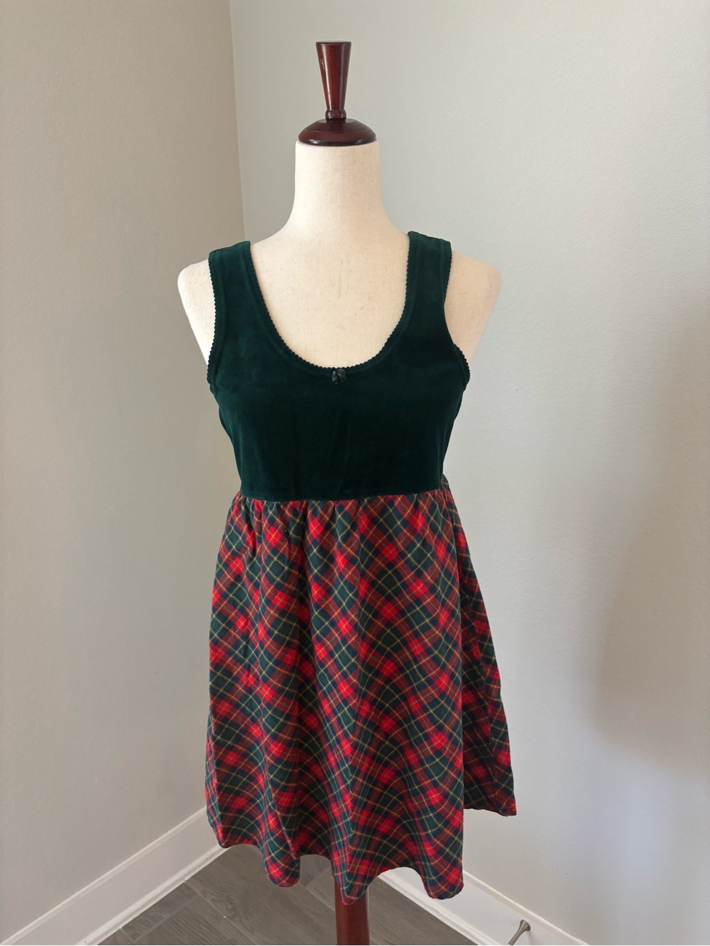 Victoria Secret Country Y2K 90's Holiday Plaid Babydoll Dress Slip Chemise
